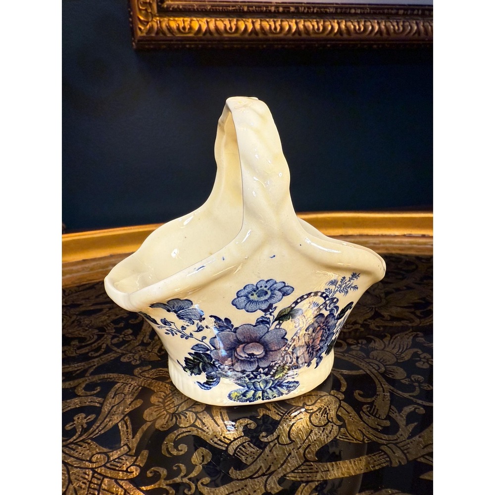 Antique‎ Royal Crownford Ironstone Basket: Blue Floral Cottagecore Decor